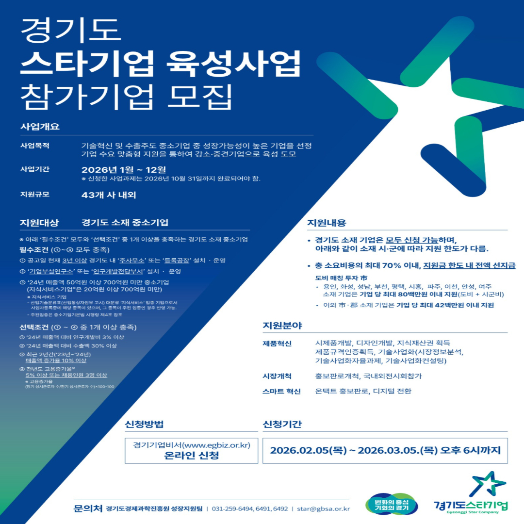 2026년 경기도 스타기업 육성사업